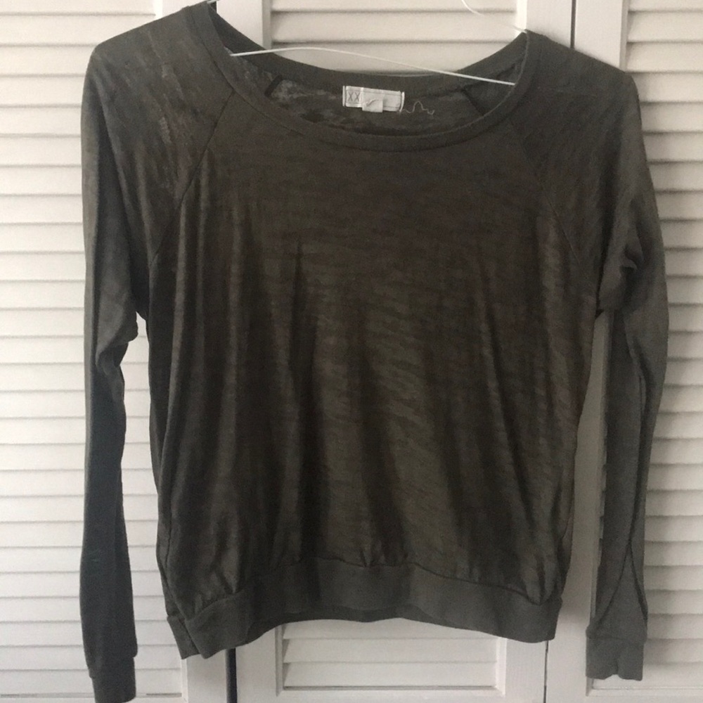 Olive green long sleeve crop top